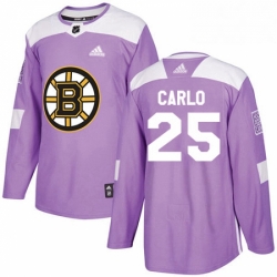 Mens Adidas Boston Bruins 25 Brandon Carlo Authentic Purple Fights Cancer Practice NHL Jersey 