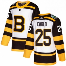 Mens Adidas Boston Bruins 25 Brandon Carlo Authentic White 2019 Winter Classic NHL Jersey 