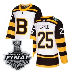 Mens Adidas Boston Bruins 25 Brandon Carlo Authentic White 2019 Winter Classic NHL Jersey