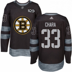 Mens Adidas Boston Bruins 33 Zdeno Chara Premier Black 1917 2017 100th Anniversary NHL Jersey 