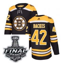 Mens Adidas Boston Bruins 42 David Backes Authentic Black Home NHL Jersey