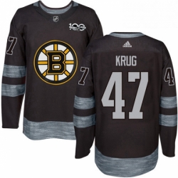 Mens Adidas Boston Bruins 47 Torey Krug Authentic Black 1917 2017 100th Anniversary NHL Jersey 