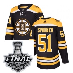 Mens Adidas Boston Bruins 51 Ryan Spooner Authentic Black Home NHL Jersey