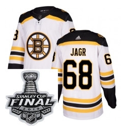 Mens Adidas Boston Bruins 68 Jaromir Jagr Authentic White Away NHL Jersey