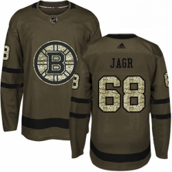 Mens Adidas Boston Bruins 68 Jaromir Jagr Premier Green Salute to Service NHL Jersey 