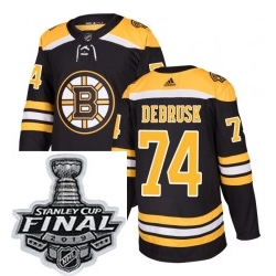 Mens Adidas Boston Bruins 74 Jake DeBrusk Authentic Black Home NHL Jersey