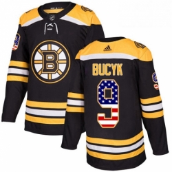 Mens Adidas Boston Bruins 9 Johnny Bucyk Authentic Black USA Flag Fashion NHL Jersey 