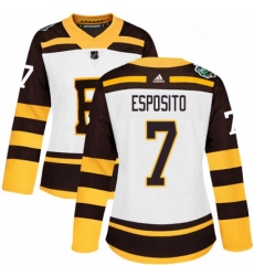 Womens Adidas Boston Bruins 7 Phil Esposito Authentic White 2019 Winter Classic NHL Jersey 