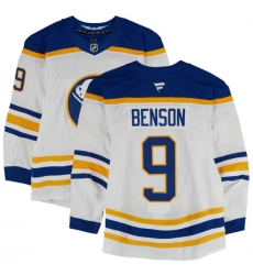 Men Buffalo Sabres 9 Zach Benson White Stitched Hockey Jersey Men Buffalo Sabres 9 Zach Benson White Stitched Hockey Jersey