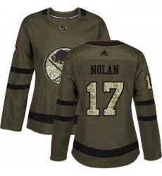 Womens Adidas Buffalo Sabres 17 Jordan Nolan Authentic Green Salute to Service NHL Jersey 