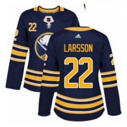 Womens Adidas Buffalo Sabres 22 Johan Larsson Authentic Navy Blue Home NHL Jersey 