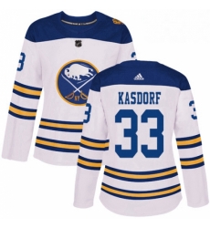 Womens Adidas Buffalo Sabres 33 Jason Kasdorf Authentic White 2018 Winter Classic NHL Jersey 