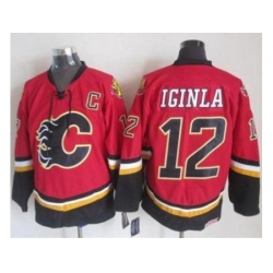 Calgary Flames #12 Jarome Iginla Red Black CCM Throwback Stitched NHL Jersey