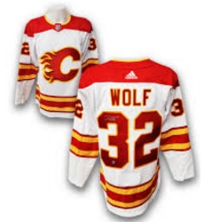 Men Calgary Flames Dustin Wolf #32 NHL Adidas Stitched Jersey White