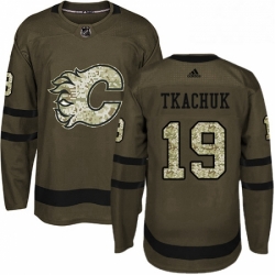 Mens Adidas Calgary Flames 19 Matthew Tkachuk Premier Green Salute to Service NHL Jersey 