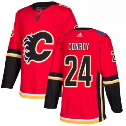 Mens Adidas Calgary Flames 24 Craig Conroy Authentic Red Home NHL Jersey 