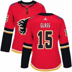 Womens Adidas Calgary Flames 15 Tanner Glass Authentic Red Home NHL Jersey 