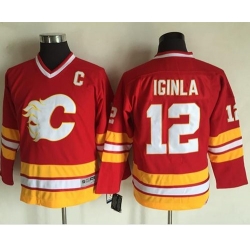 Flames #12 Jarome Iginla Red CCM Throwback Stitched Youth NHL Jersey