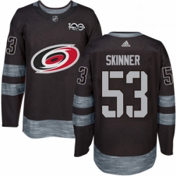 Mens Adidas Carolina Hurricanes 53 Jeff Skinner Authentic Black 1917 2017 100th Anniversary NHL Jersey 