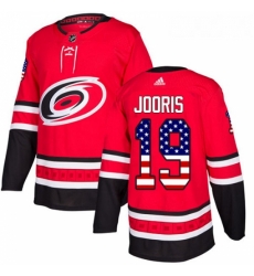 Youth Adidas Carolina Hurricanes 19 Josh Jooris Authentic Red USA Flag Fashion NHL Jersey 