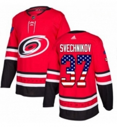 Youth Adidas Carolina Hurricanes 37 Andrei Svechnikov Authentic Red USA Flag Fashion NHL Jersey 