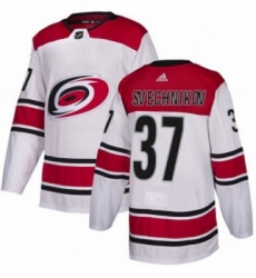 Youth Adidas Carolina Hurricanes 37 Andrei Svechnikov Authentic White Away NHL Jersey 