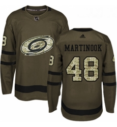 Youth Adidas Carolina Hurricanes 48 Jordan Martinook Authentic Green Salute to Service NHL Jersey 