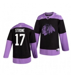 Blackhawks 17 Dylan Strome Black Purple Hockey Fights Cancer Adidas Jersey