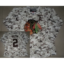 Chicago Blackhawks 2 Duncan Keith White Camo NHL Jerseys