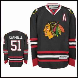 Chicago Blackhawks #51 CAMPBELL Hockey black Jersey