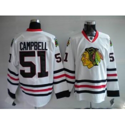 Chicago Blackhawks #51 CAMPBELL Hockey white Jersey