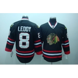 Chicago Blackhawks leddy 8 black  hockey jerseys