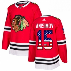 Mens Adidas Chicago Blackhawks 15 Artem Anisimov Authentic Red USA Flag Fashion NHL Jersey 