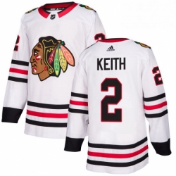 Mens Adidas Chicago Blackhawks 2 Duncan Keith Authentic White Away NHL Jersey 