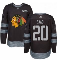 Mens Adidas Chicago Blackhawks 20 Brandon Saad Authentic Black 1917 2017 100th Anniversary NHL Jersey 