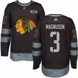 Mens Adidas Chicago Blackhawks 3 Keith Magnuson Authentic Black 1917 2017 100th Anniversary NHL Jersey 