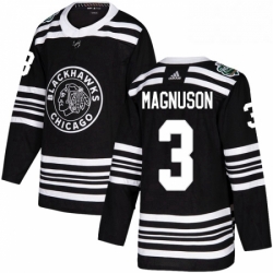 Mens Adidas Chicago Blackhawks 3 Keith Magnuson Authentic Black 2019 Winter Classic NHL Jersey 