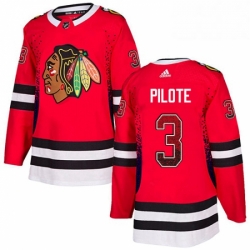 Mens Adidas Chicago Blackhawks 3 Pierre Pilote Authentic Red Drift Fashion NHL Jersey 