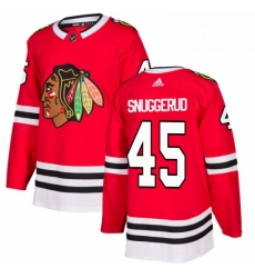 Mens Adidas Chicago Blackhawks 45 Luc Snuggerud Authentic Red Home NHL Jersey 