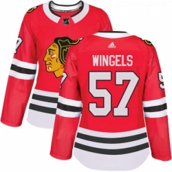 Womens Adidas Chicago Blackhawks 57 Tommy Wingels Authentic Red Home NHL Jersey 