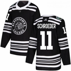 Youth Adidas Chicago Blackhawks 11 Jordan Schroeder Authentic Black 2019 Winter Classic NHL Jerse