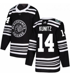 Youth Adidas Chicago Blackhawks 14 Chris Kunitz Authentic Black 2019 Winter Classic NHL Jerse