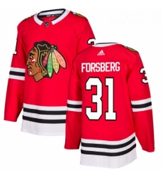 Youth Adidas Chicago Blackhawks 31 Anton Forsberg Authentic Red Home NHL Jersey 