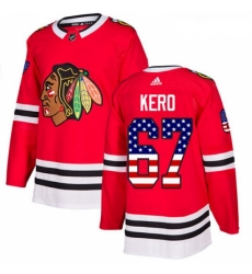 Youth Adidas Chicago Blackhawks 67 Tanner Kero Authentic Red USA Flag Fashion NHL Jersey 