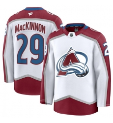 Men Colorado Avalanche 29 Nathan MacKinnon White 2024 25 Away Stitched Jersey