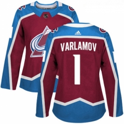 Womens Adidas Colorado Avalanche 1 Semyon Varlamov Authentic Burgundy Red Home NHL Jersey 