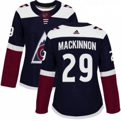 Womens Adidas Colorado Avalanche 29 Nathan MacKinnon Authentic Navy Blue Alternate NHL Jersey 