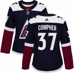 Womens Adidas Colorado Avalanche 37 JT Compher Authentic Navy Blue Alternate NHL Jersey 