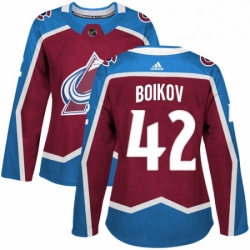 Womens Adidas Colorado Avalanche 42 Sergei Boikov Premier Burgundy Red Home NHL Jersey 