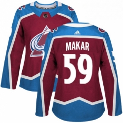 Womens Adidas Colorado Avalanche 59 Cale Makar Authentic Burgundy Red Home NHL Jersey 